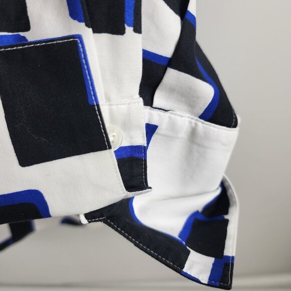 Chicos Shirt Womens 16 Multi Geometric 3/4 Sleeve Blockade Button Up NWT - Picture 5 of 10